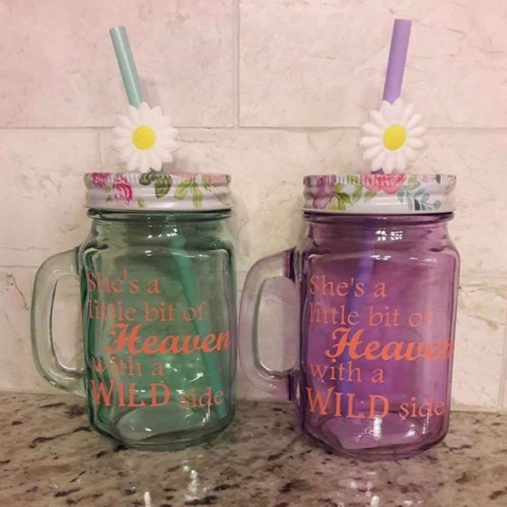 Set of 2 mason jars drinking glasses